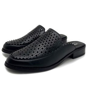 Journee Collection Mule Akeela Slip On Faux Leather Black Flats Size 7